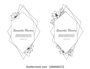  Ilustraciones Botánicas Dibujadas A Mano. Planta florista dibujada a mano, Marco con Flores Delicadas, Ramas, Plantas.