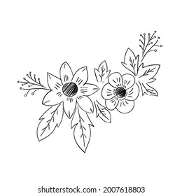 hand drawn  botanical leaf doodle wildflower