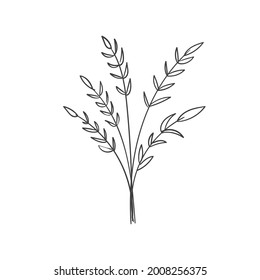 Hand Drawn Botanical Leaf Doodle Wildflower