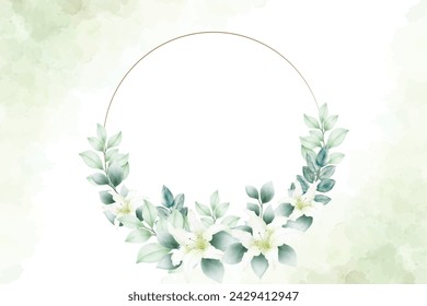  hand drawn botanical lily wreath background