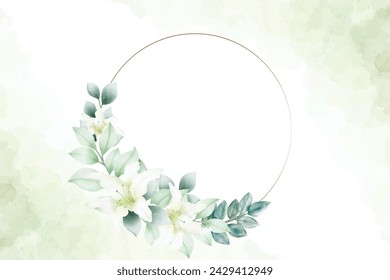  hand drawn botanical lily wreath background