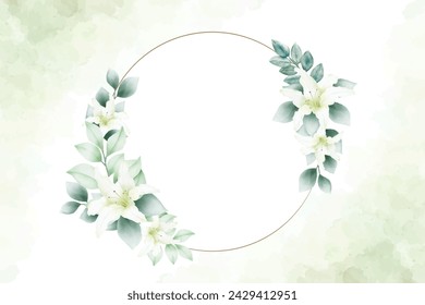  hand drawn botanical lily wreath background