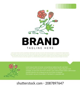 Ilustración del vector de plantillas de diseño de logotipo botánico dibujado a mano