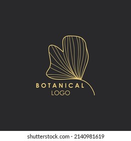 Hand drawn botanical logo. Floral line emblem, natural logotype template for spa and beauty salon, boutique. Elegant plant, organic label minimal style, rustic wedding card vector illustration
