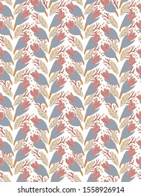 hand drawn botanical pattern  with fantasy flowers