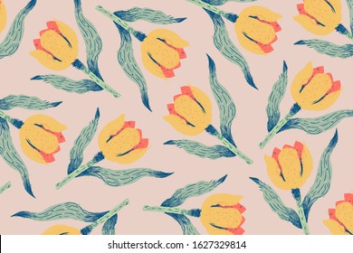 Hand drawn botanical pattern. Botanical wallpaper. Colorful vector.