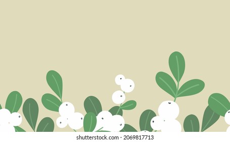 Hand drawn botanical seamless border with snowberry for cover, background, wrapping paper, print, fabric. Vegetable theme. Vector.