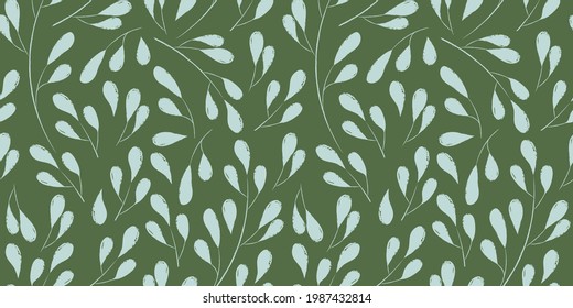 Hand drawn botanical seamless pattern. Trendy ink drawn textures.