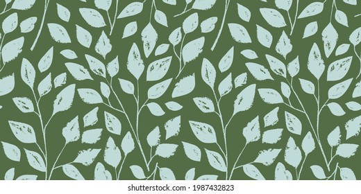 Hand drawn botanical seamless pattern. Trendy ink drawn textures.