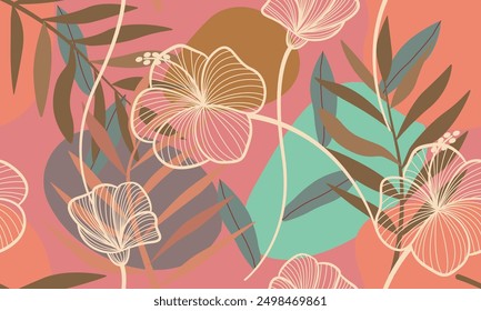 Hand Drawn Botanical Seamless Pattern. Artistic Floral Print Design. Wildflowers Seamless Pattern for Textile Design, Fabric, Surface, Prints. Vector Floral Background