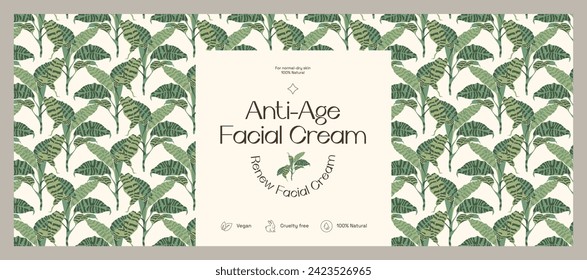 Hand drawn botanical vector cosmetics label design template