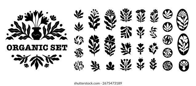 Hand Drawn Botanical Vector Elements. Modern Organic Floral Shapes for Branding,  Patterns, and etc