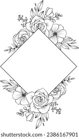 Handgezeichnete botanische Vektorgrafik. Blumenstrauß, Blumenskizze