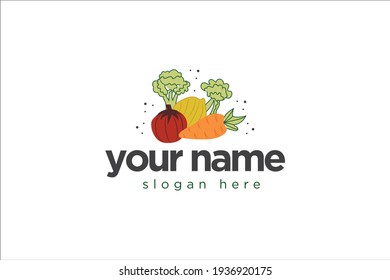 Hand Drawn Botanical Vegetable, Fruit Logo Design 