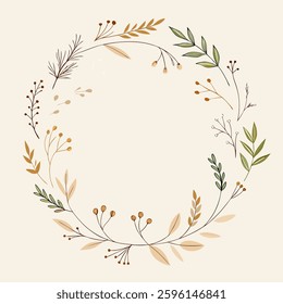 Hand drawn Botanical Wreath and elements vector