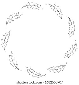Hand drawn botanical wreath frame isolated on white background. Doodle style ilustration. Cute elements for decoration greeting cards, wedding invitations, banners, logotypes, printed materials.

