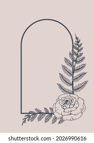 Hand drawn botany frame with hand drawn elements. Design for logo, prints and invitations