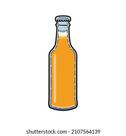 Hand drawn bottle of cold beer, colorful sketch. Oktoberfest symbol. Vector illustration.