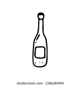 Hand drawn bottle doodle icon. Hand drawn black sketch. Sign symbol. Decoration element. White background. Isolated. Flat design. Vector illustration.