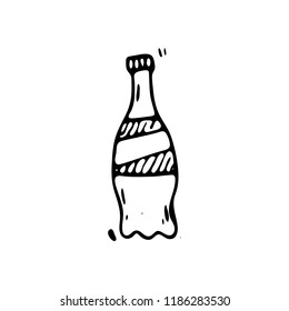 Hand drawn bottle doodle icon. Hand drawn black sketch. Sign symbol. Decoration element. White background. Isolated. Flat design. Vector illustration.