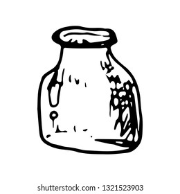 Hand Drawn bottle doodle. Sketch style icon. Decoration element. Isolated on white background. Flat design. Vector illustration.