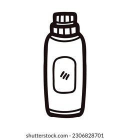 Hand Drawn bottle in doodle style isolated on background