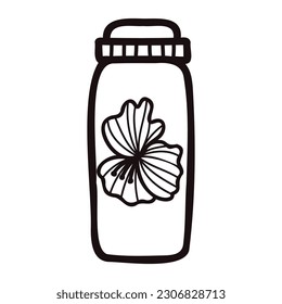 Hand Drawn bottle in doodle style isolated on background