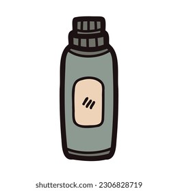 Hand Drawn bottle in doodle style isolated on background