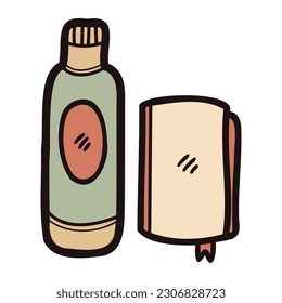 Hand Drawn bottle in doodle style isolated on background