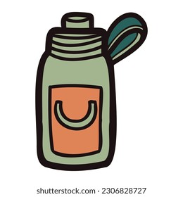 Botella de mano con doodle aislada en el fondo