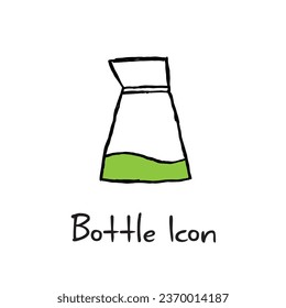 hand drawn bottle icon design with yellow color and black outline