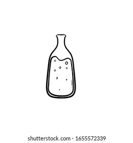 hand drawn bottle icon in trendy flat doodle design vector