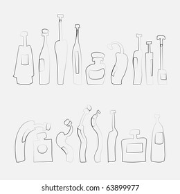 Hand drawn bottle outlined
