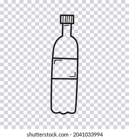 Hand drawn Bottle of Water isolated on transparent background. Sketch. Vector illustration.