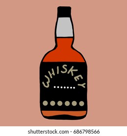 Hand drawn bottle of whiskey