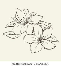 Ramo dibujado a mano con flores y hojas. Vector lineal monocromo elegante arreglo floral en estilo vintage, diseño de tatuajes, libro para colorear, decoración de bodas.