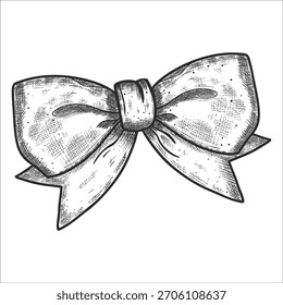 Hand drawn bow. Christmas decor. Vector illustration