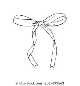Hand drawn bow, doodle line beautiful bow