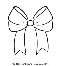 Hand drawn bow doodle style. Hand drawn black and white isolated logo. Bowknot line art. Design element for web graphic design, poster tattoo Coloring page art therapy. Vector illustration