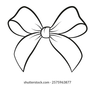 Hand drawn bow doodle style. Hand drawn black and white isolated logo. Bowknot line art. Design element for web graphic design, poster tattoo Coloring page art therapy. Vector illustration