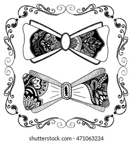 Hand drawn bow in doodle style.