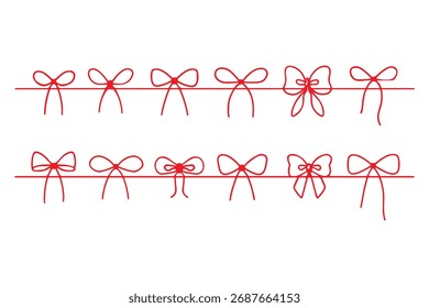 Línea de cinta de regalo de arco dibujado a mano � elegante Ilustración vectorial de carrera mínima de garabato