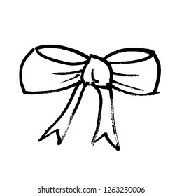 Hand drawn bow gift tie icon. Chistmas, new year and holidays sign for mobile, infographic, website or app.