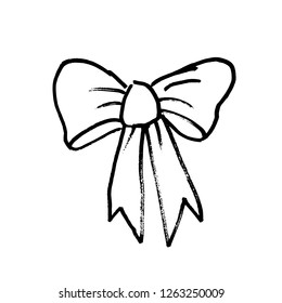 Hand drawn bow gift tie icon. Chistmas, new year and holidays sign for mobile, infographic, website or app.