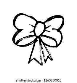 Hand drawn bow gift tie icon. Chistmas, new year and holidays sign for mobile, infographic, website or app.
