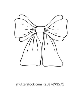 Hand drawn bow in line style, doodle line beautiful bow.