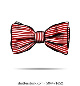 Hand Drawn Bow With Striped. Vector Illustration