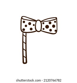 Hand Drawn Bow Tie. Birthday Clipart In Doodle Style.  Holiday Attributes For Purim, Photo Props, Design Of A Fun Party. Vector Isolated Illustration On A White Background.