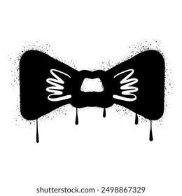 Hand drawn bow tie graffiti with black spray paint
