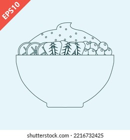 Hand Drawn A Bowl Of Acai Icon Design Vector Flat Modern Isolated Illustration